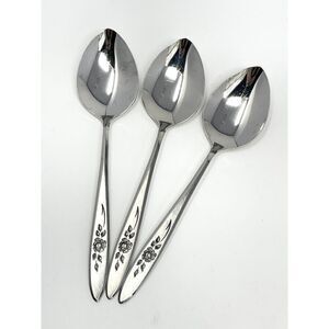 Vintage Oneida Community ROSE SHADOW Stainless Dinner Spoons 7.25" Set Of 3